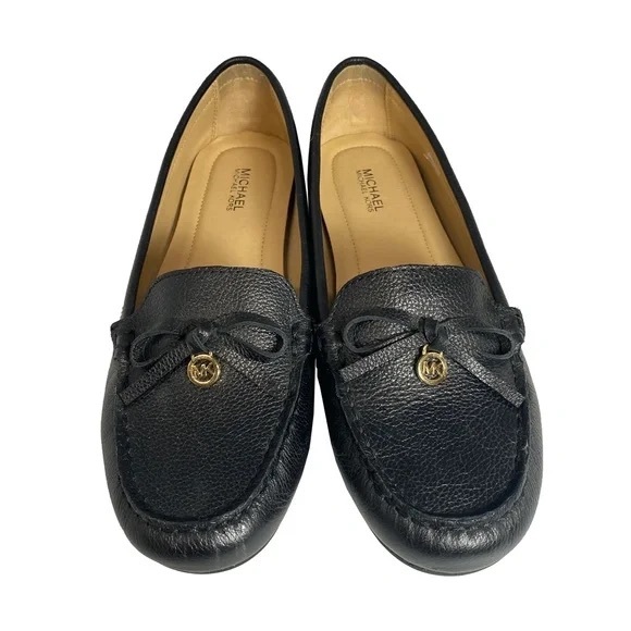 *NEW* MICHAEL KORS Black Leather Loafers | Size 7.5 - Picture 1 of 10